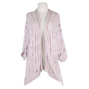 Calypso Women Size 1 Lilac Purple Cardigan Sweater Crochet Knit S/S Alpaca Shirt